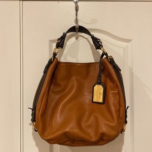 RALPH LAUREN Cognac Leather Hobo Bag
